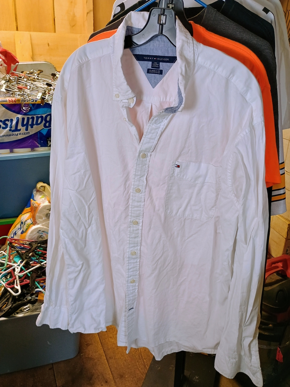 Tommy Hilfiger White Long-Sleeve Button-Down Shirt Bin 32